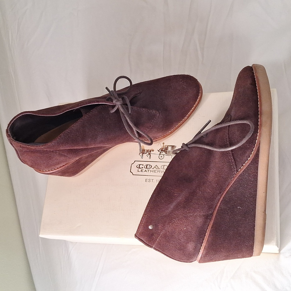 Coach Cassy Ankle Bootie Brown Suede